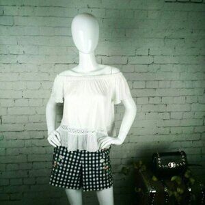 Cha Cha Vente Boho Off The Shoulder Cropped Top White Size Small